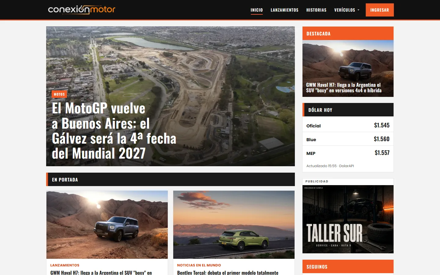 Portada de Conexión Motor con noticias del mundo automotor